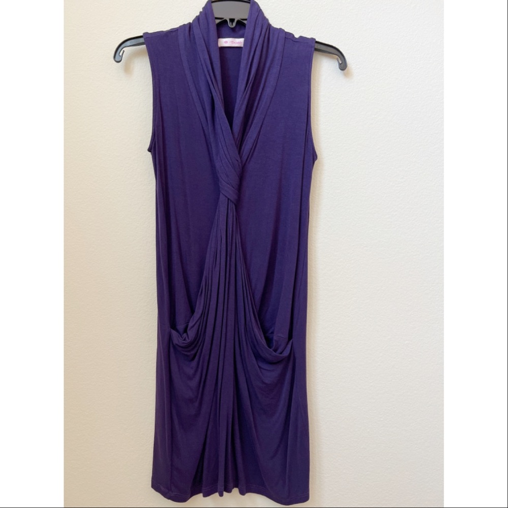 Dark Purple Front Detail Dress